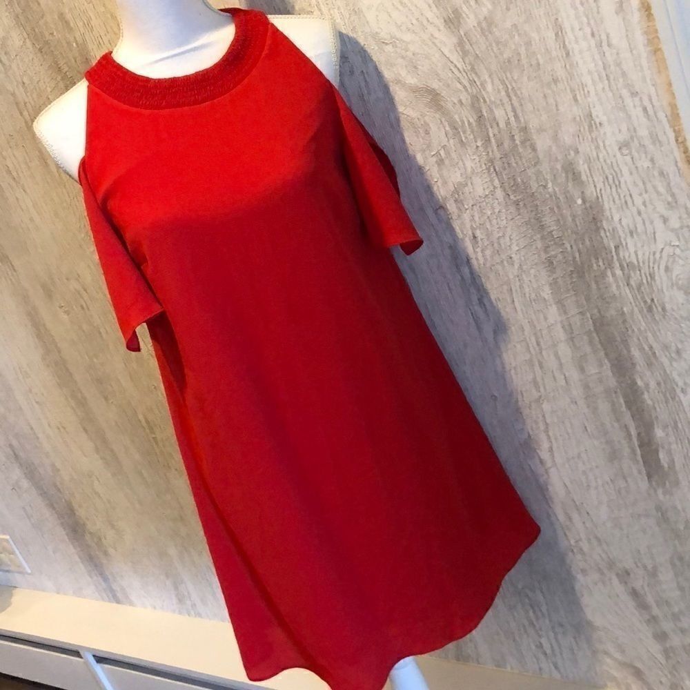 ZARA Red Cold Shoulder Above the Knee Dress Size S